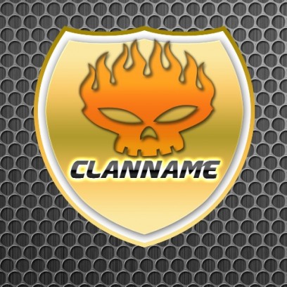 Wappen Logo Mit Flammentotenkopf